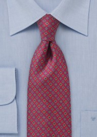 Punchy Diamond Motif Tie in Bright Burgundy