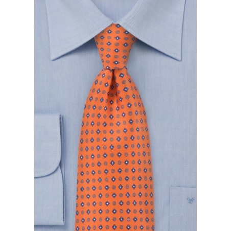 Geometric Tie in Tangerines and Blues