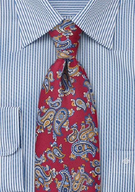 Paisley Designed Tie in Crimson