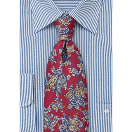 Paisley Designed Tie in Crimson