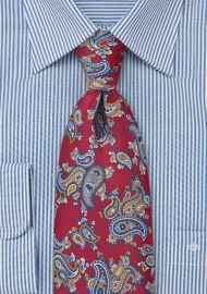 Paisley Designed Tie in Crimson