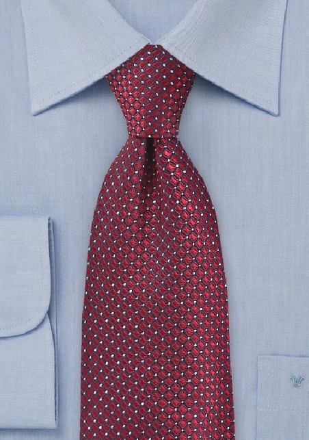 Handwoven Diamond Tie in Navy and Ruby