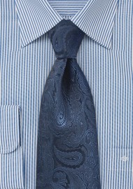 Woven Paisley Print Tie in Bold Navys