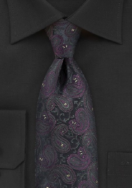 Ornate Paisley in Navy, Olive and Purple