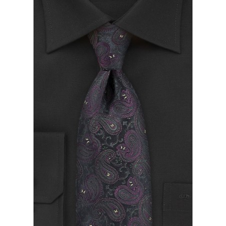 Ornate Paisley in Navy, Olive and Purple