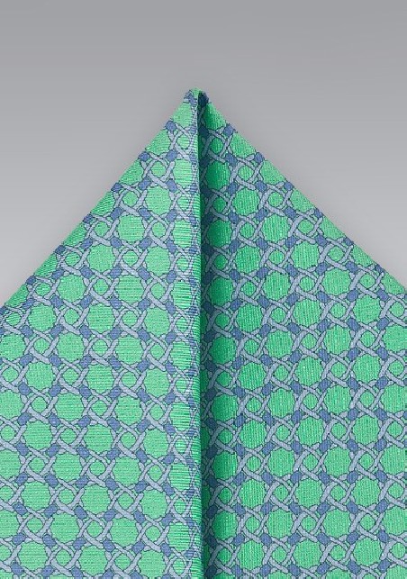 Basket Weave Pocket Square in Aqua Marine