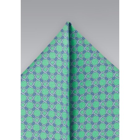 Basket Weave Pocket Square in Aqua Marine