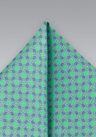 Basket Weave Pocket Square in Aqua Marine