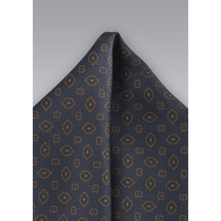 Pendant Pocket Square in Midnight and Bronze