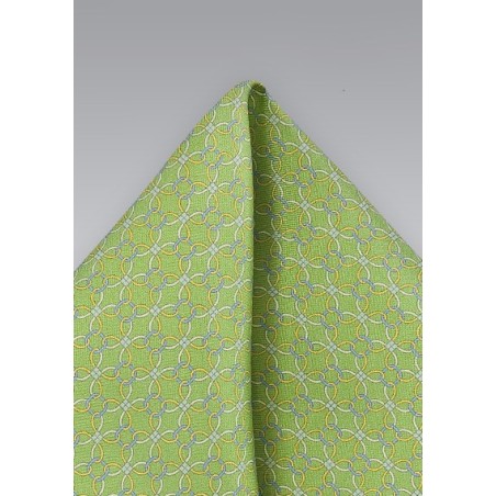 Graphic Mens Pocket Square in Limes and Yellows