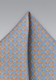 Graphic Patterned Pocket Square in Blues and Oranges