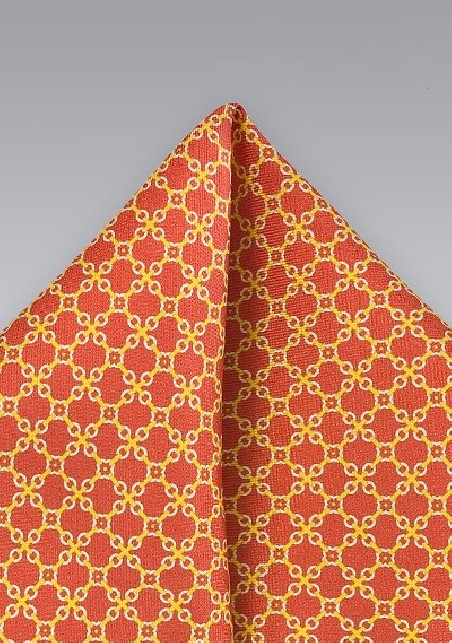 Locked Squares Pocket Square in Burnt Orange
