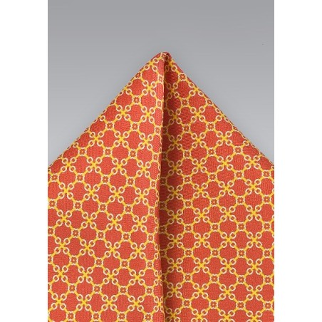 Locked Squares Pocket Square in Burnt Orange