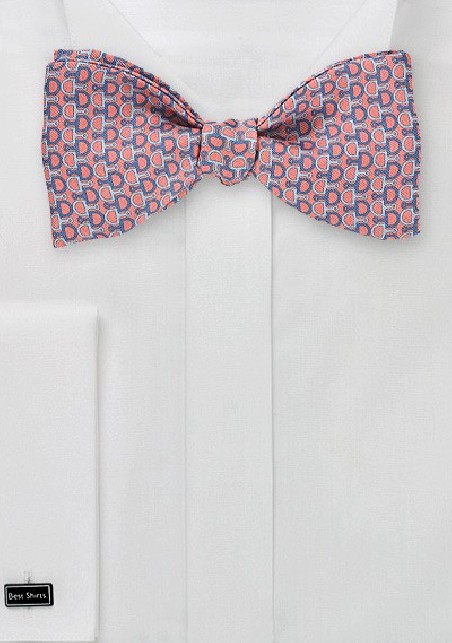 Graphic Bow Tie in Corals and Blues