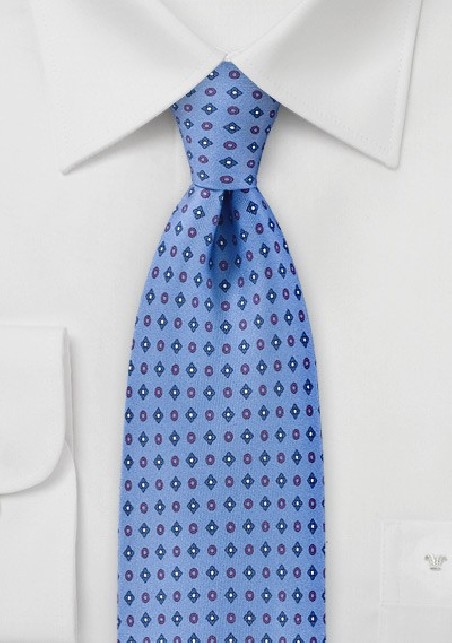 Geometric Tie in Ocean Blues and Reds