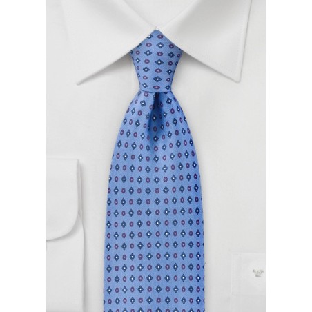 Geometric Tie in Ocean Blues and Reds