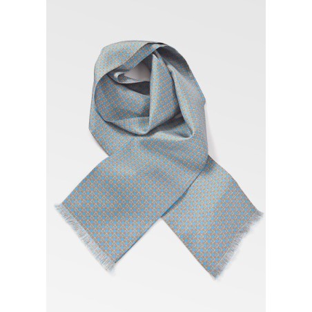 Graphic Silk Scarf in Blues and Oranges