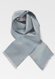 Graphic Silk Scarf in Blues and Oranges