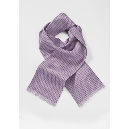 Graphic Silk Scarf in Lilacs and Bronzes
