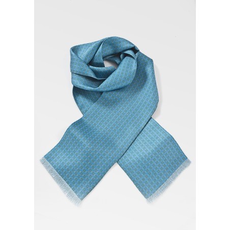 Graphic Silk Scarf in Teals, Yellows and Greens