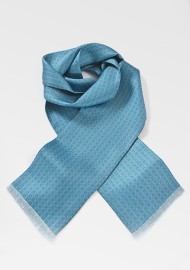 Graphic Silk Scarf in Teals, Yellows and Greens