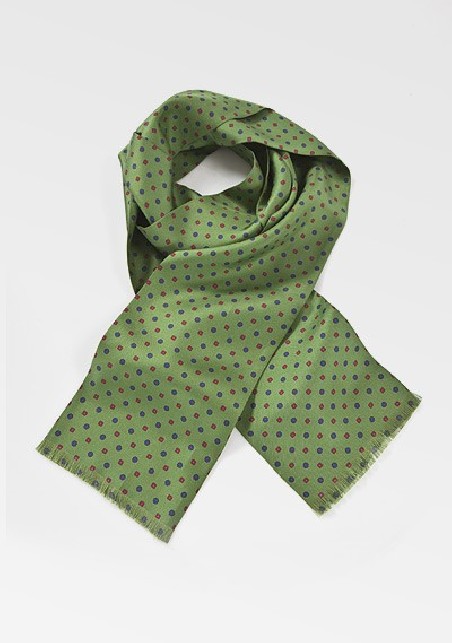 Geometric Floral Scarf in Muted Moss