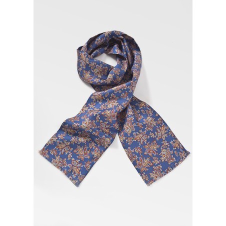Paisley Silk Scarf in Sapphire Blue