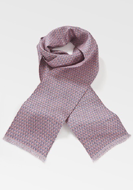 Men's Modern Scarf in Corals and Blues