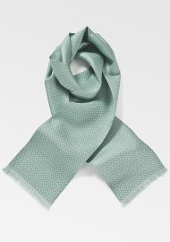 Graphic Silk Scarf in Aqua and Blues
