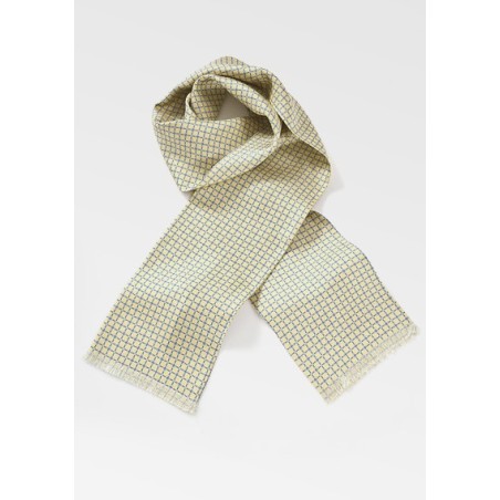 Designer Silk Scarf in Pale Yellows and Blues
