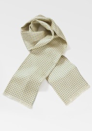 Designer Silk Scarf in Pale Yellows and Blues