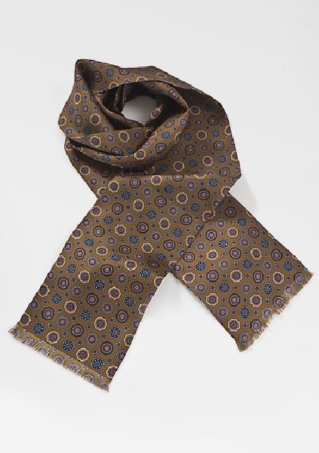 Traditionally Patterned Scarf in Hazelnut