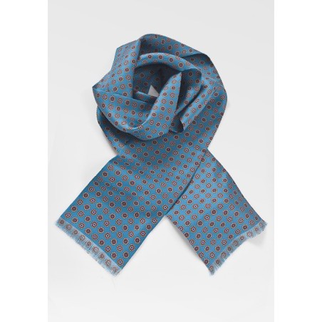 Decorative Silk Scarf in Teals, Reds, Golds and Pinks