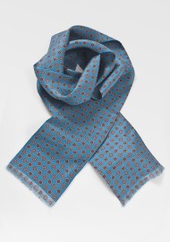 Decorative Silk Scarf in Teals, Reds, Golds and Pinks