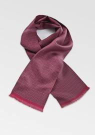 Mens Square Patterned Scarf in Red