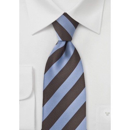 Dragonfly Blue and Brown Striped Tie in XL Length