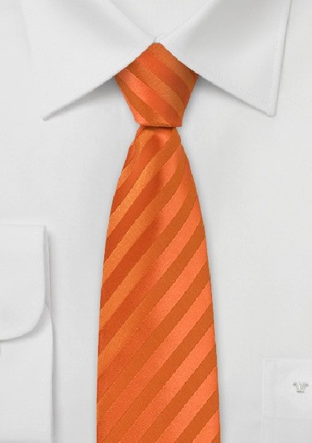 Bright Orange Striped Skinny Tie