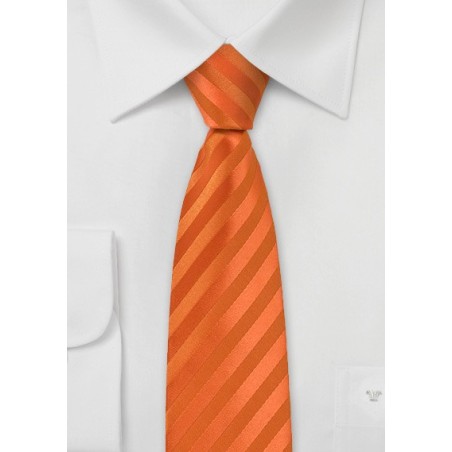 Bright Orange Striped Skinny Tie