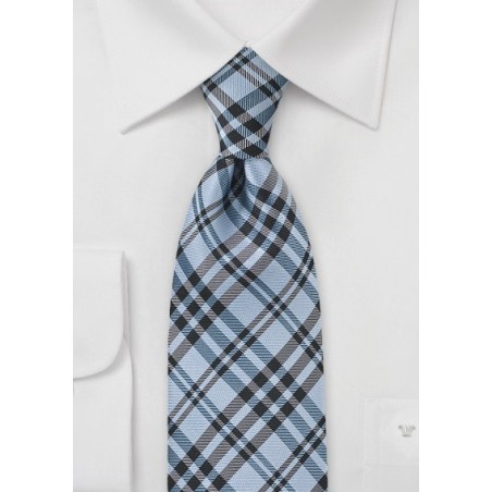 Modern Plaid Tie in Sky Blue