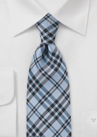Modern Plaid Tie in Sky Blue