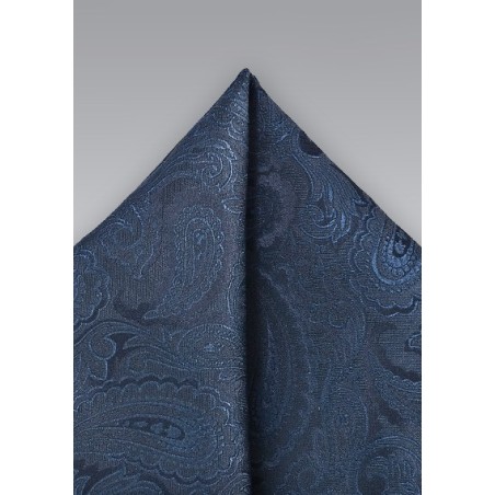 Paisley Patterned Pocket Square  in Dark Blues