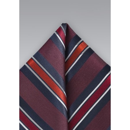 Boldly Striped Pocket Square in Merlot
