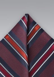 Boldly Striped Pocket Square in Merlot