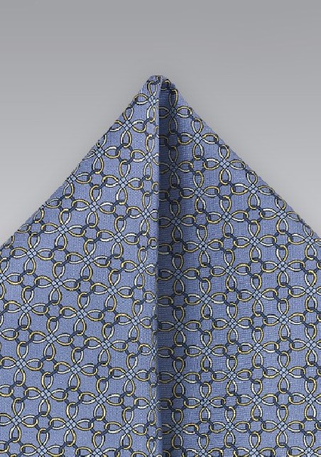 Periwinkle Pocket Square with Yellow Accents