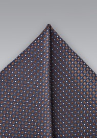 Geometric Pocket Square in Navy and Bronze