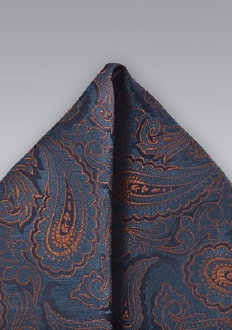 Navy Blue and Copper Pocket Square
