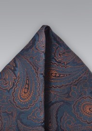 Navy Blue and Copper Pocket Square