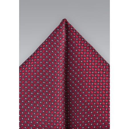 Handwoven Square Patterned Pocket Square in Red