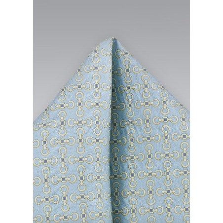 Patterned Pocket Square in Pastel Blues and Yellows