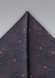 Ornate Pocket Square in Navy and Purple
